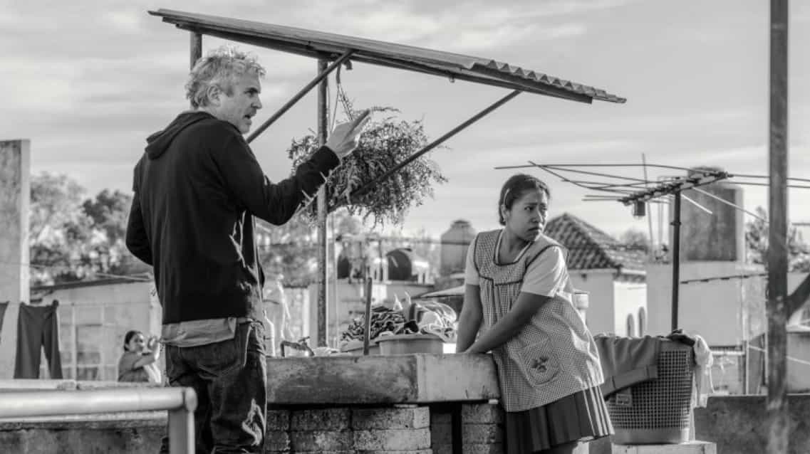 'Making of' de 'Roma' (dir. Alfonso Cuarón, México, 2018), a cuadro: Yalitza Aparicio -actriz protagonista de la cinta- y Alfonso Cuarón (Foto: El Círculo del Fotograma).