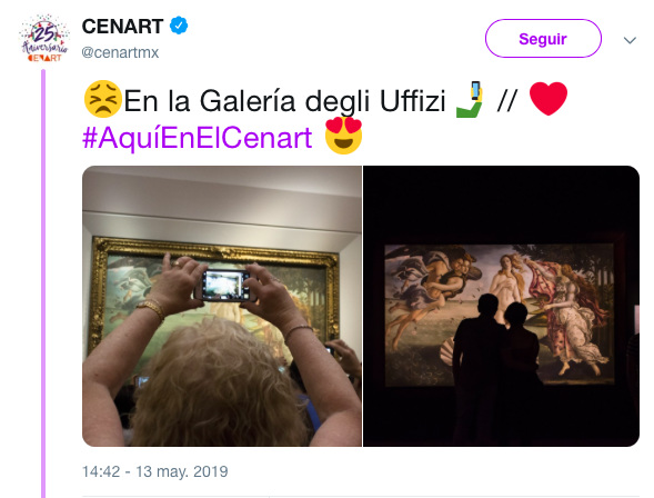 Vista en la Galería Uffizi y en el Cenart.