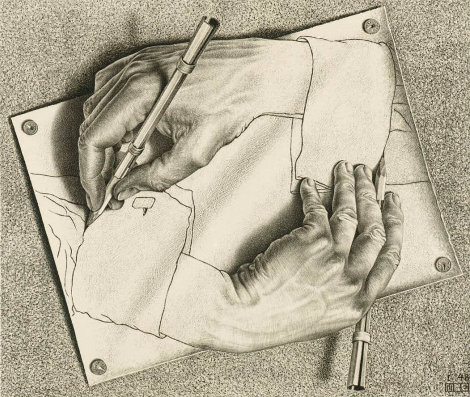 Manos dibujando (1948) de Escher.