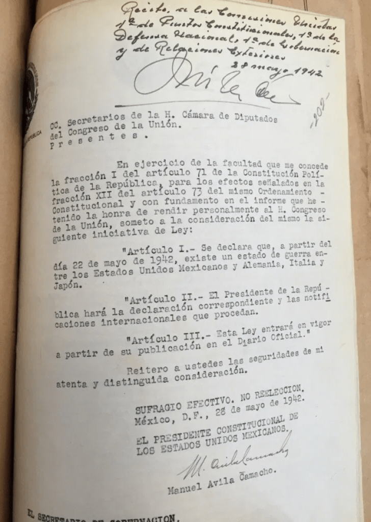 declaracion de guerra Mexico