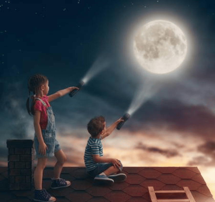 niños y la luna