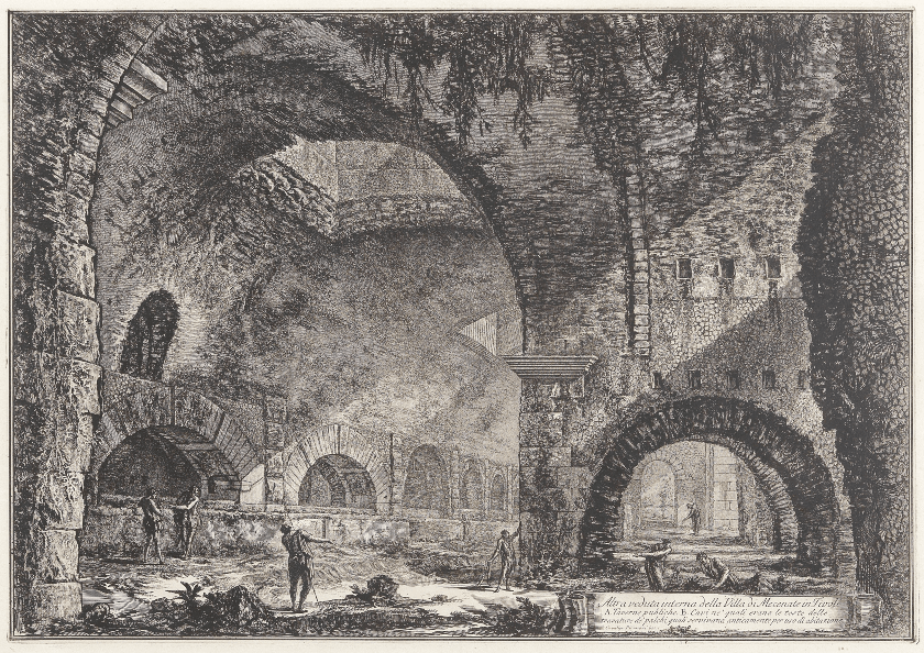 Villa di Mecenate en Tivoli, 1767, de la serie "Vedute di Roma", Piranesi
