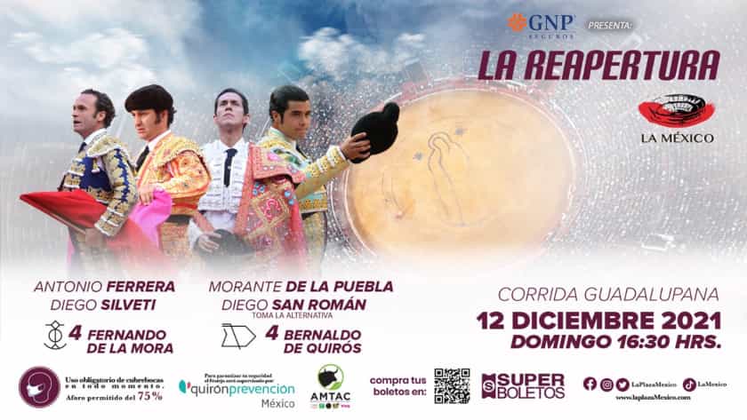 Plaza México, Corrida Guadalupana, 12 diciembre 2021