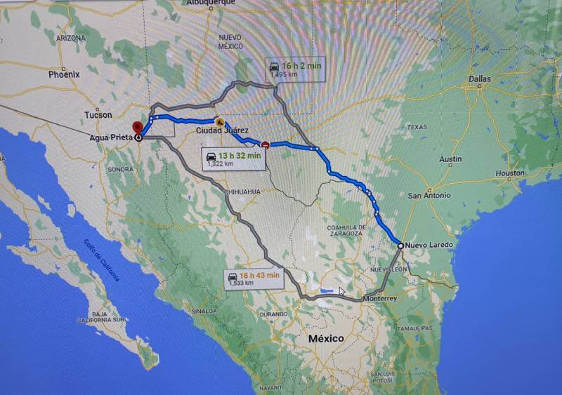 exportacion ruta a agua prieta